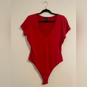 Red bodysuit, comfortable and cute